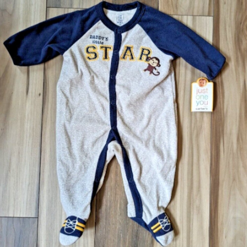 NWT Carter's DADDY'S little STAR Baby Boys Pajamas Monkey PJ Sleepwear F… - Picture 4 of 4